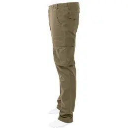 Mens Heritage Slim Fit Cargo Trousers Khaki Side